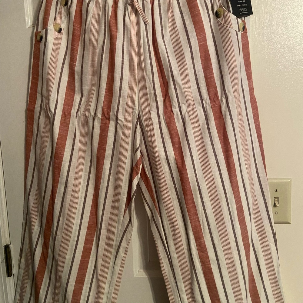 Striped Men's Pants in Brown and White